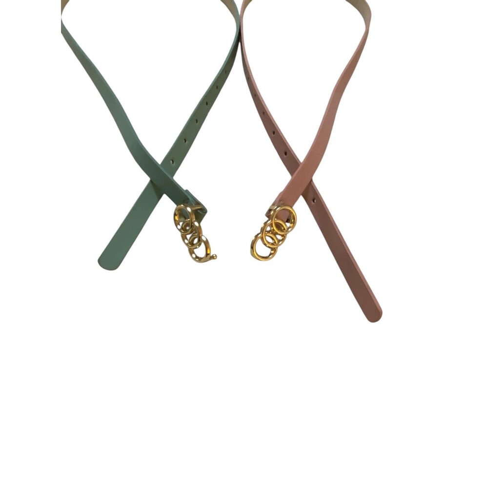 Belts Set Of 2 Matching Pink And Light Green - Picture 2 of 4